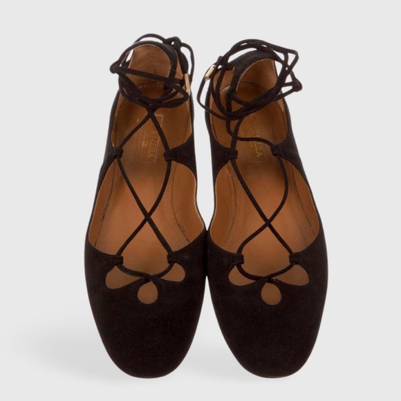 Aquazzura Suede Dancer Ballet Flats in Black - Picture 3 of 6